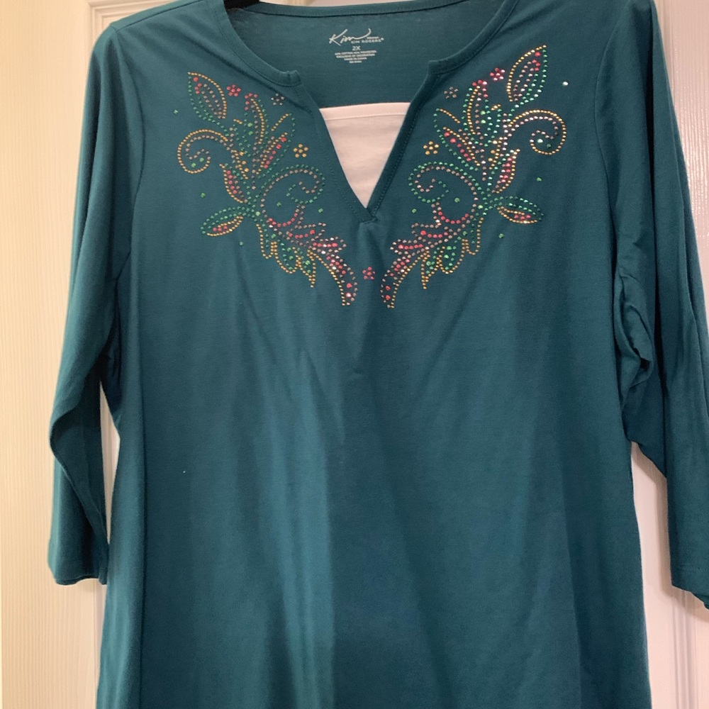 Aqua green knit top size 2x